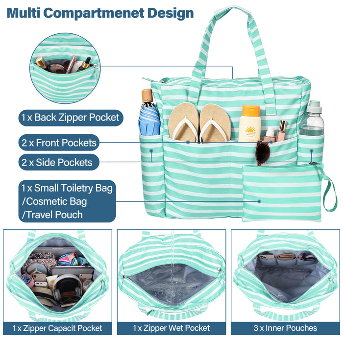 Extra Large Beach Bag Waterproof Pool Tote with Zipper