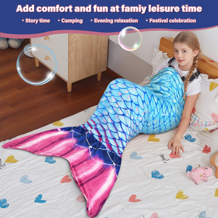 Hand-Knitted Mermaid Tail Blanket for Kids