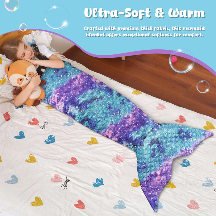 Kids All Season Knit Mermaid Tail Blanket