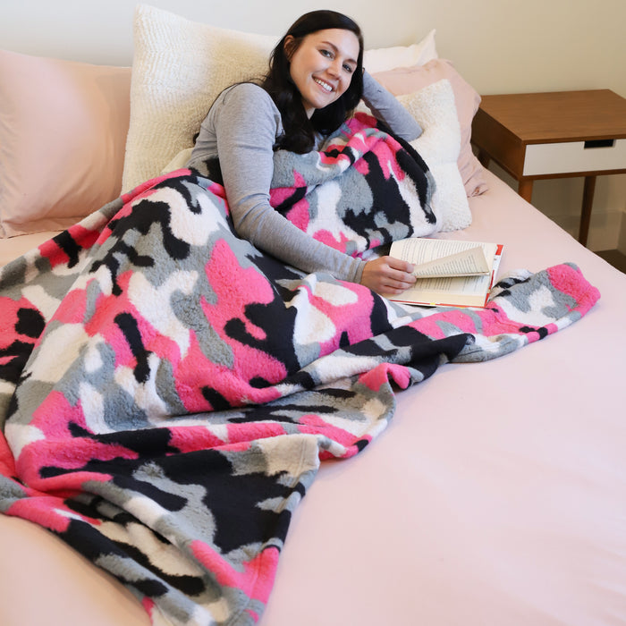 Reversible Sherpa Lightweight Throw Blanket