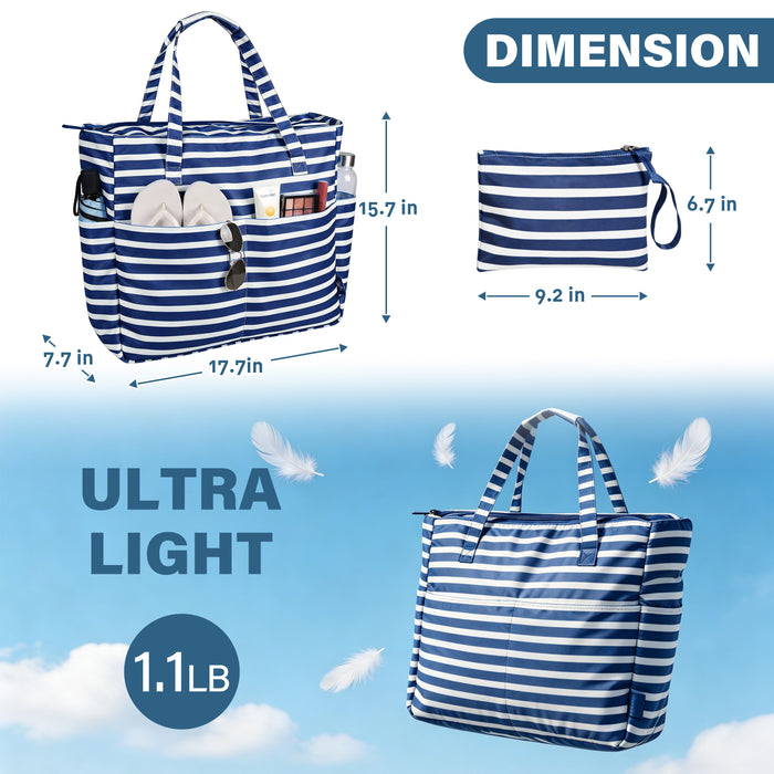Extra Large Beach Bag Waterproof Pool Tote with Zipper