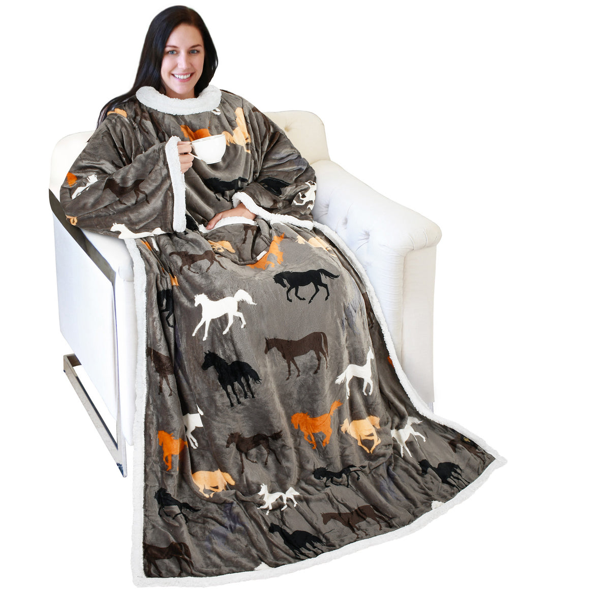 Animal Kingdom Sherpa Wearable Blanket With Sleeve Catalonia Fashion