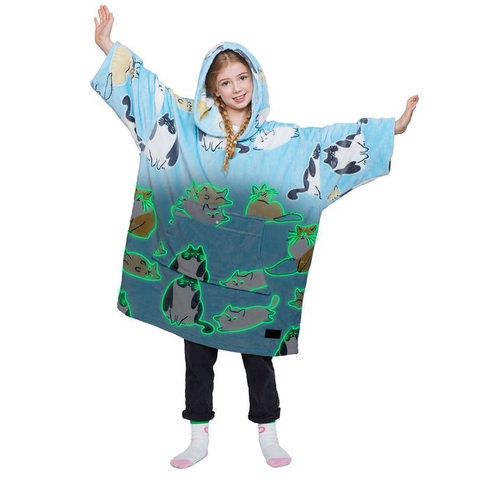 Glow in the Dark Kid Animal Kingdom All Season Hoodie Blanket