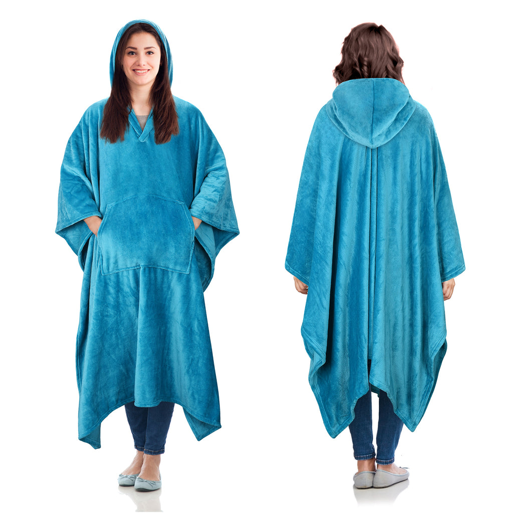 Fleece Wearable Blanket Poncho With Hood Catalonia Fashion