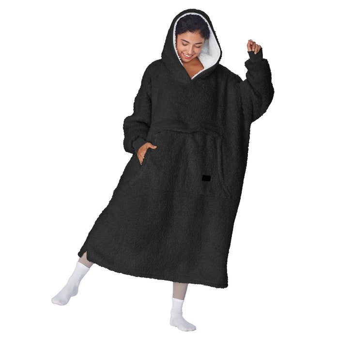 Extra Long Fluffy Sherpa Oversize Hoodie Blanket