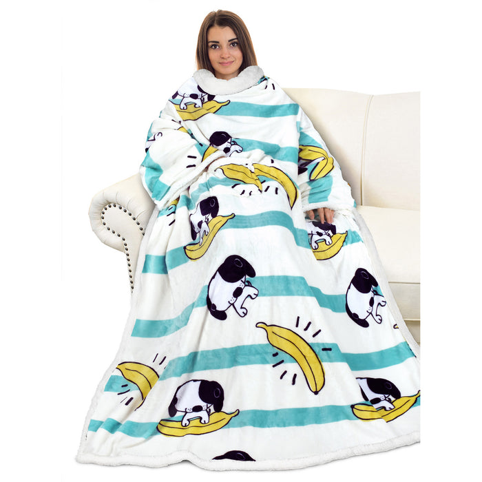 Animal Kingdom Sherpa Wearable Blanket With Sleeve