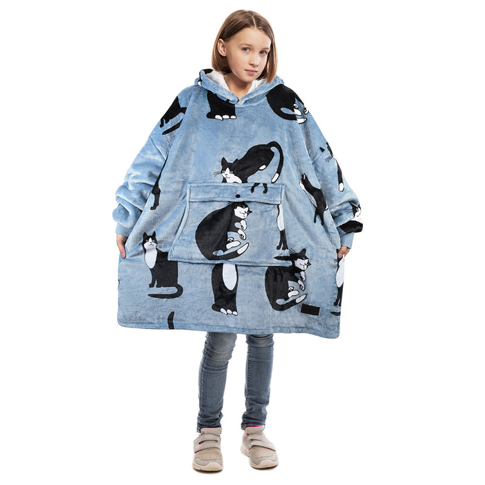 Kid Playful Patterns Sherpa Oversize Hoodie Blanket