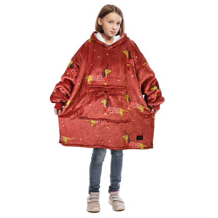 Kid Playful Patterns Sherpa Oversize Hoodie Blanket