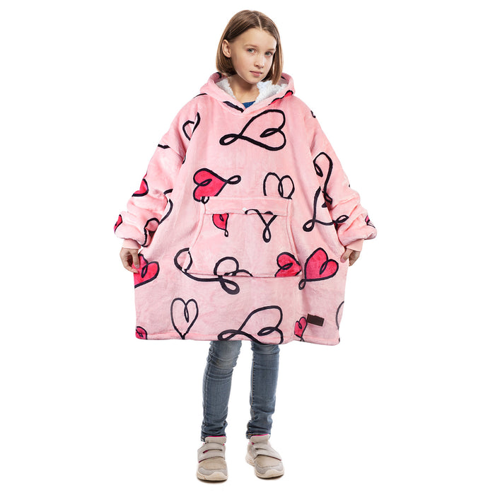 Kid Playful Patterns Sherpa Oversize Hoodie Blanket