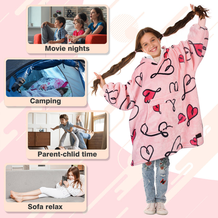 Kid Playful Patterns Sherpa Oversize Hoodie Blanket