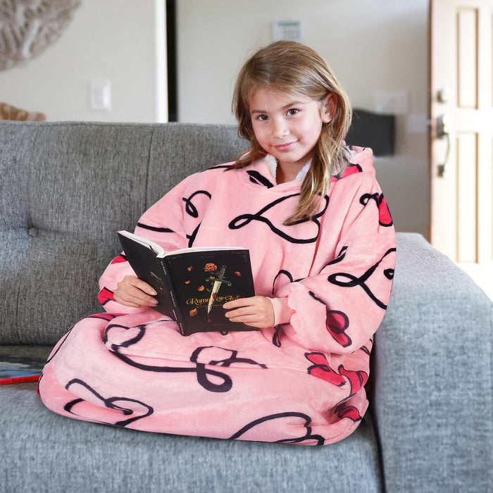 Kid Playful Patterns Sherpa Oversize Hoodie Blanket