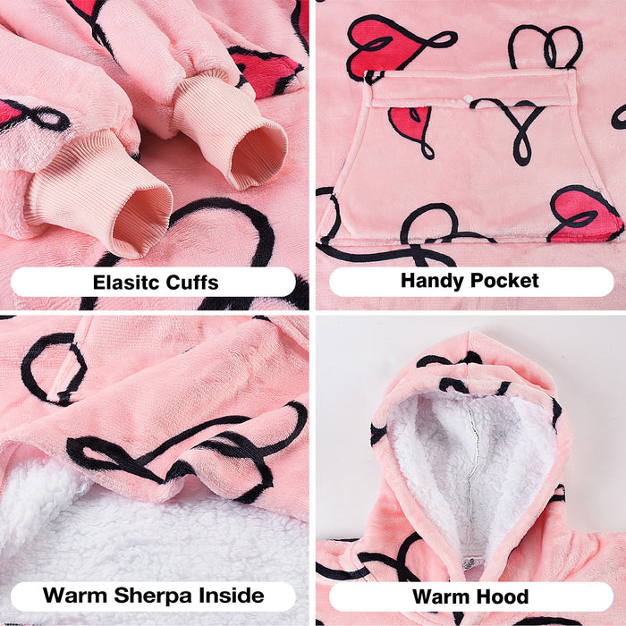 Kid Playful Patterns Sherpa Oversize Hoodie Blanket