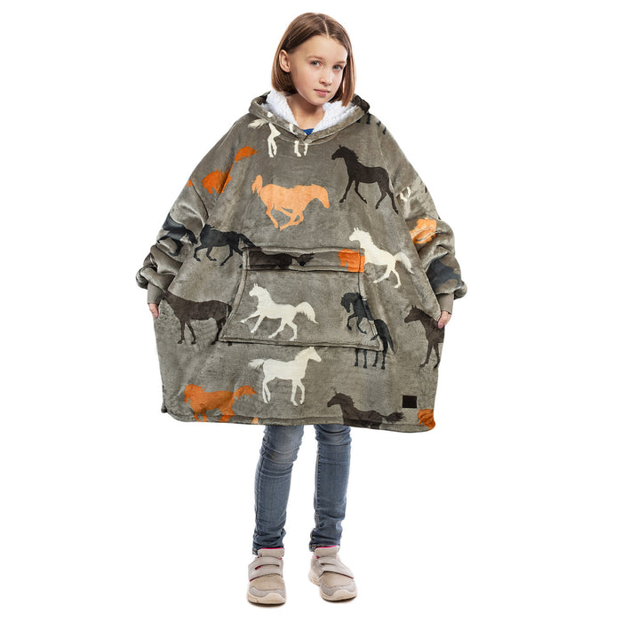 Kid Playful Patterns Sherpa Oversize Hoodie Blanket