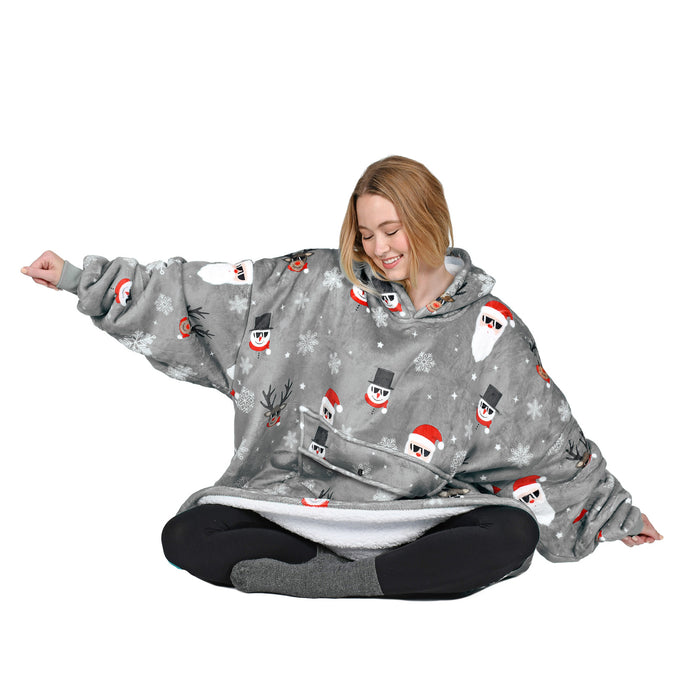 Christmas Spirit Sherpa Oversize Hoodie Blanket