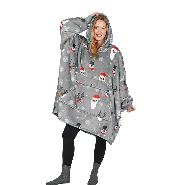 Christmas Spirit Sherpa Oversize Hoodie Blanket