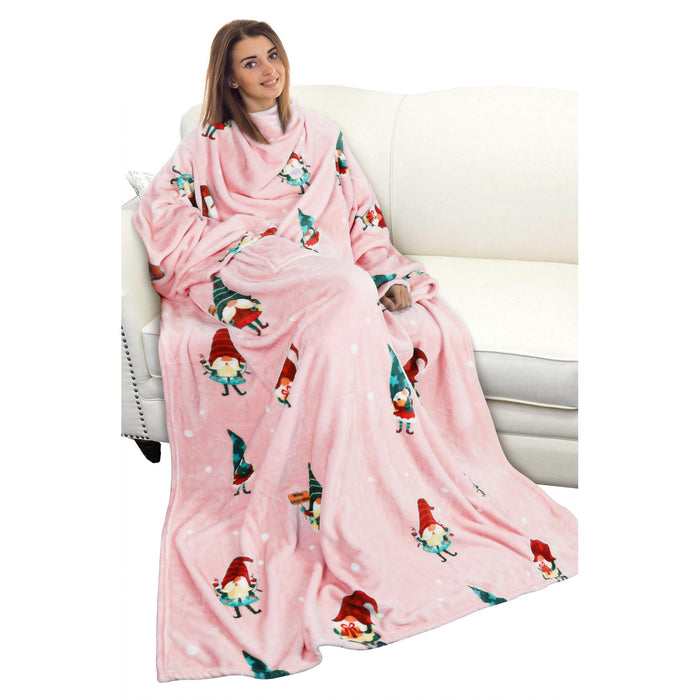 Christmas Spirit Fleece Wearable Blanket with Sleeves