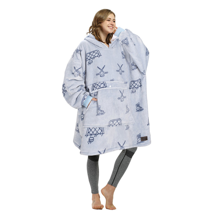 Funny Pattern Sherpa Oversize Hoodie Blanket