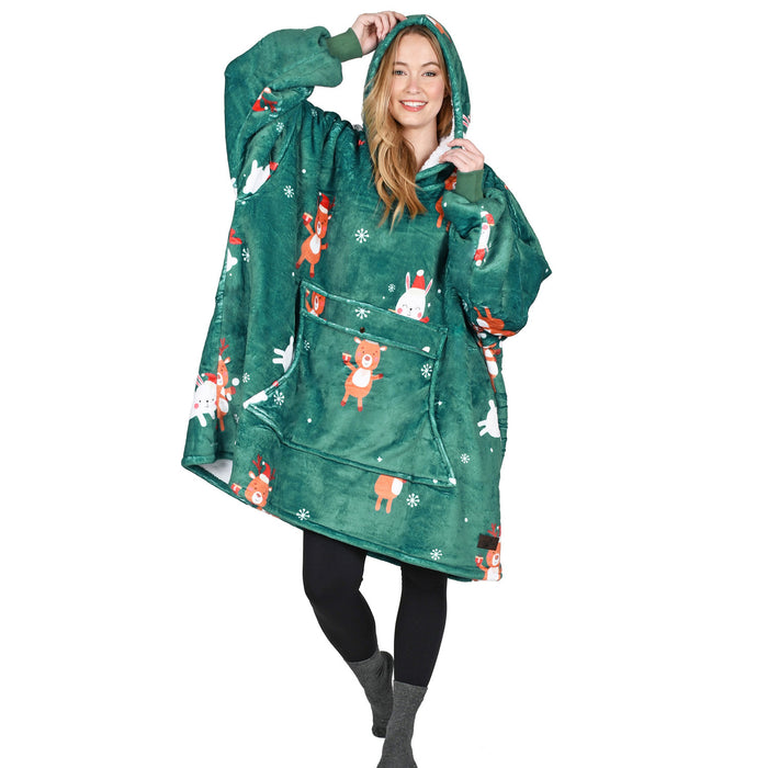 Christmas Spirit Sherpa Oversize Hoodie Blanket