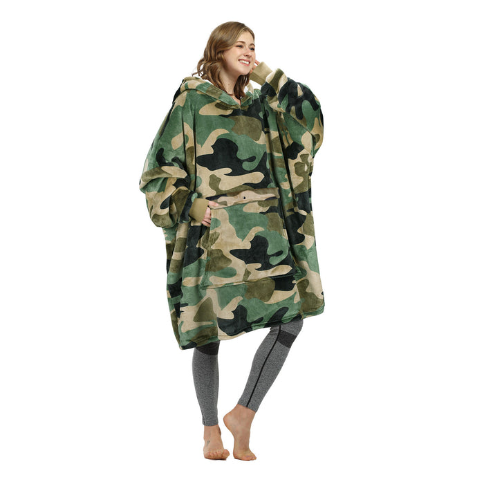Funny Pattern Sherpa Oversize Hoodie Blanket
