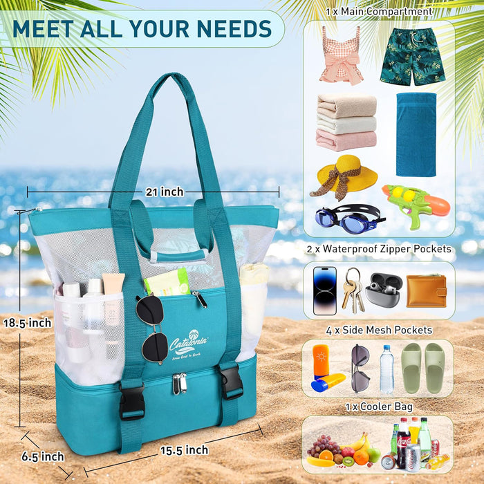 Large Beach Tote Bag with Cooler