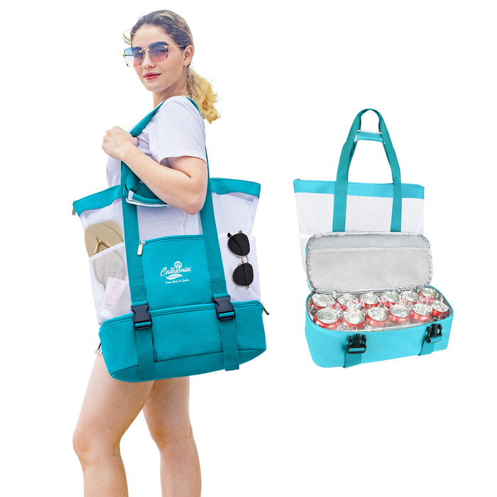 Large Beach Tote Bag with Cooler