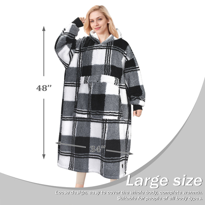 Extra Long Fluffy Sherpa Oversize Hoodie Blanket