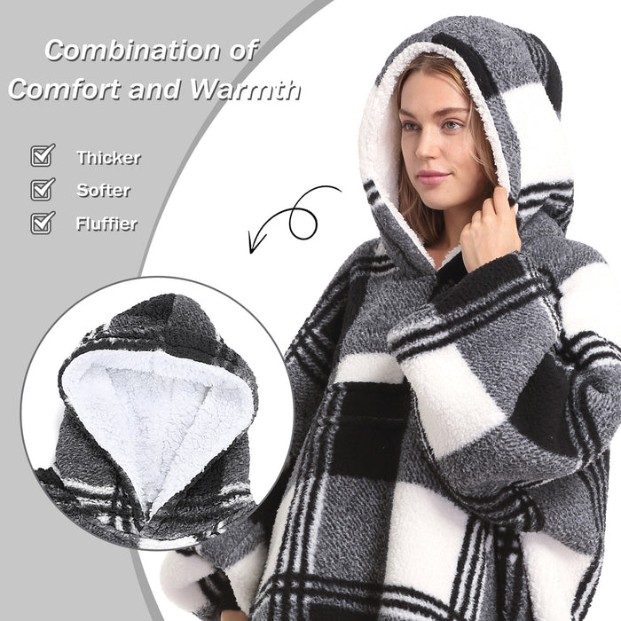Extra Long Fluffy Sherpa Oversize Hoodie Blanket