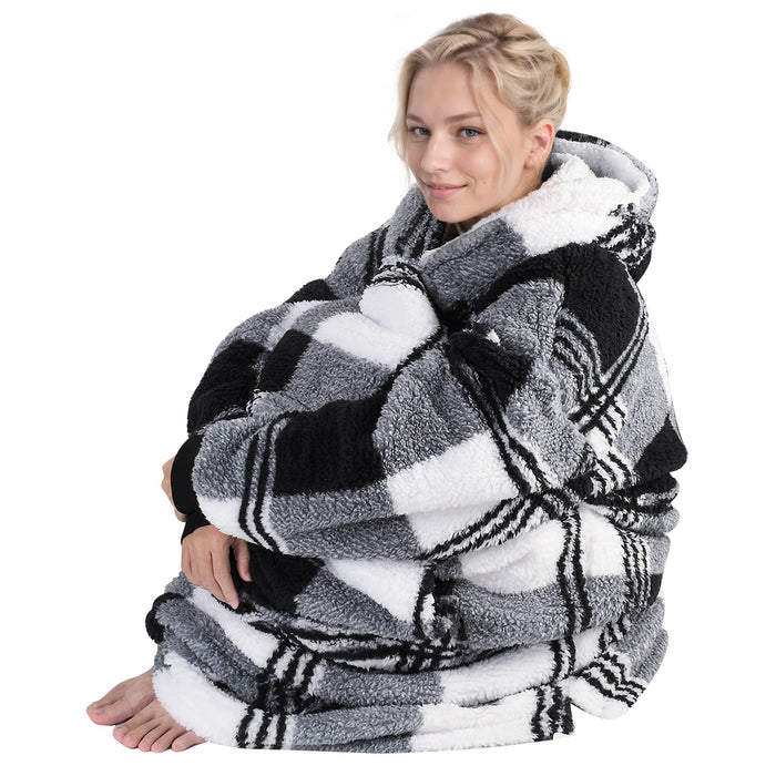 Extra Long Fluffy Sherpa Oversize Hoodie Blanket
