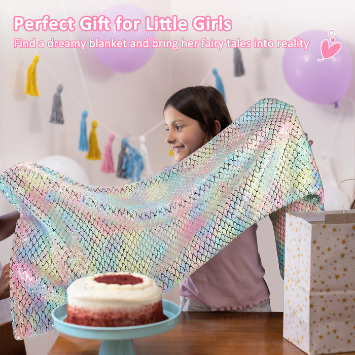 Glittering Cartoon Candy Mermaid Tail Blanket