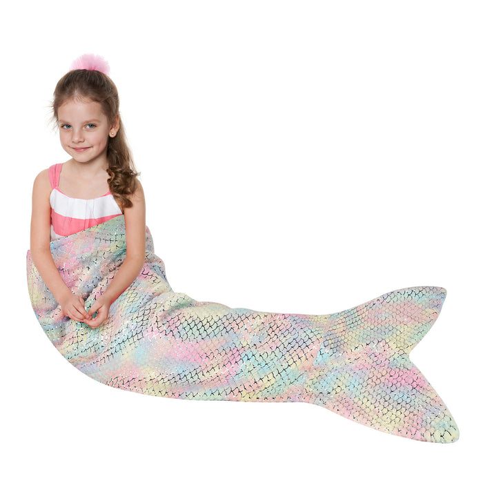 Glittering Cartoon Candy Mermaid Tail Blanket