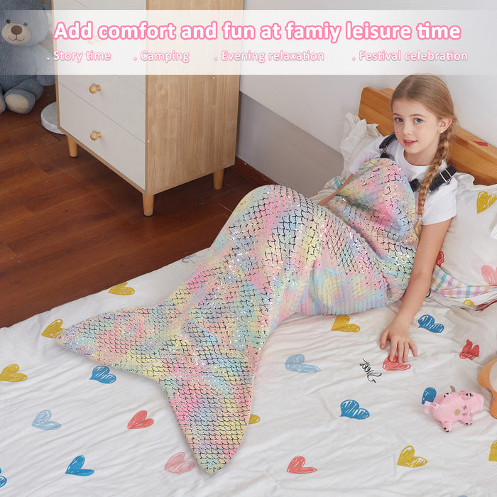 Glittering Cartoon Candy Mermaid Tail Blanket