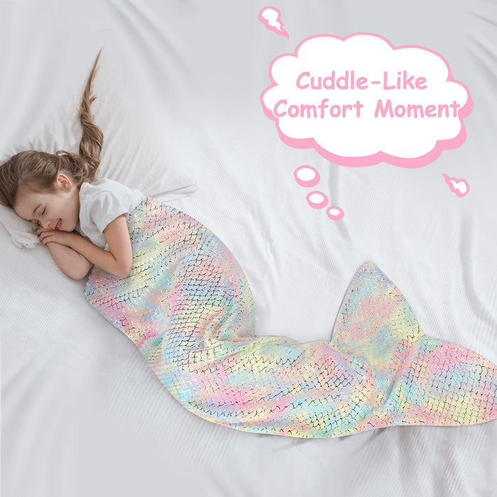 Glittering Cartoon Candy Mermaid Tail Blanket