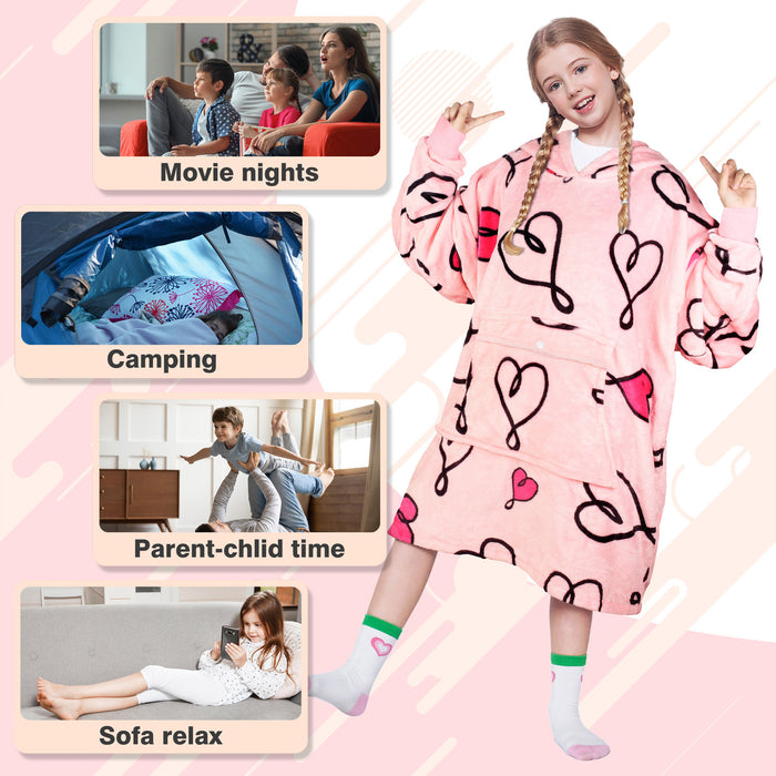 Kids All Season Fleece Oversized Hoodie Blanket