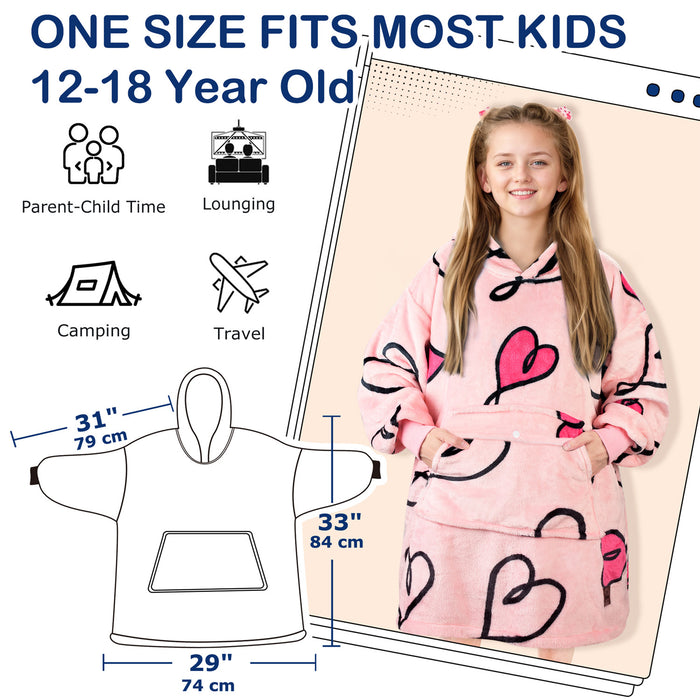 Kids All Season Fleece Oversized Hoodie Blanket