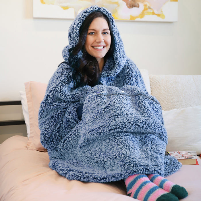 Snow Fluffy Berber Fleece Oversize Hoodie Blanket