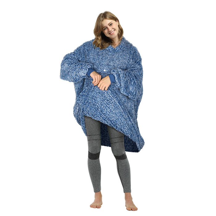 Snow Fluffy Berber Fleece Oversize Hoodie Blanket