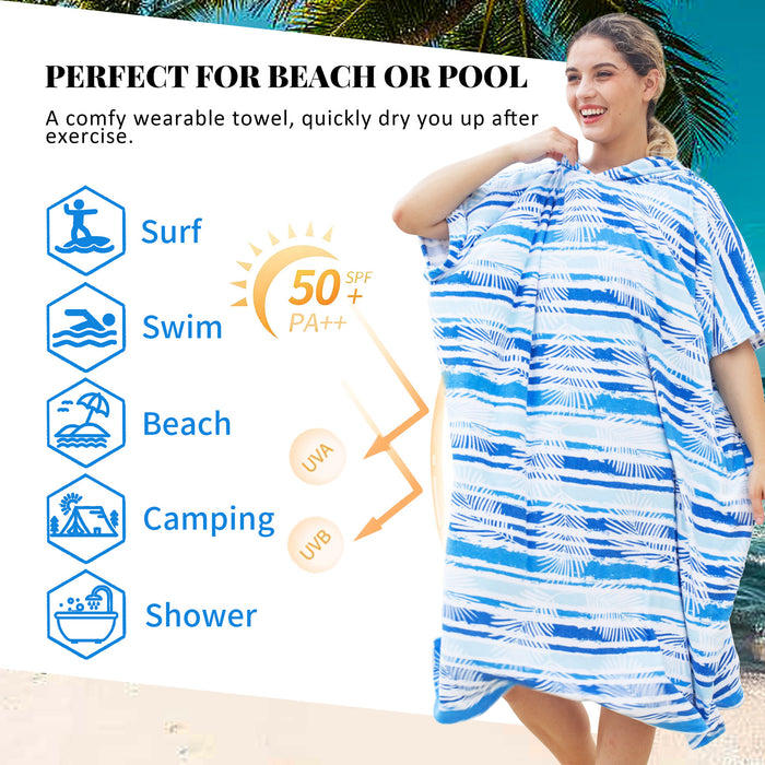 Fun Printed Microfiber  Surf Poncho Changing Towel Robe