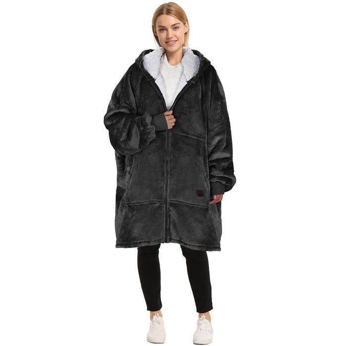 Full Zip Up Sherpa Oversize Hoodie Jacket