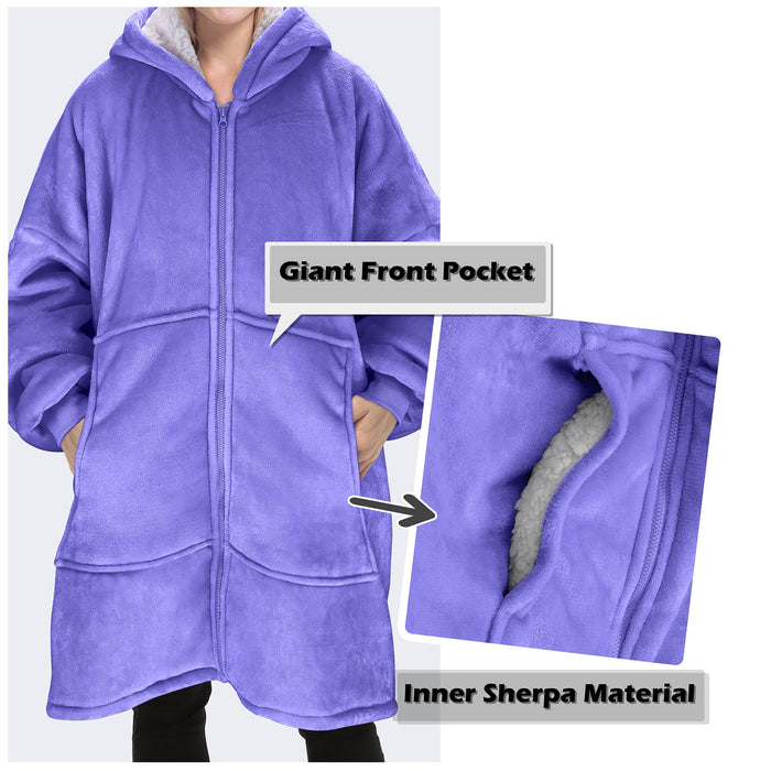 Full Zip Up Sherpa Oversize Hoodie Jacket