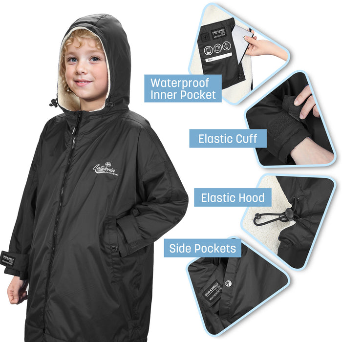 Kids Lightweight Waterproof Sherpa Lined Swim Parka