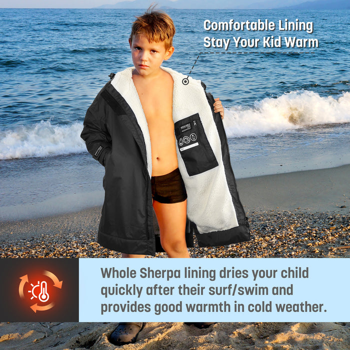 Kids Lightweight Waterproof Sherpa Lined Swim Parka