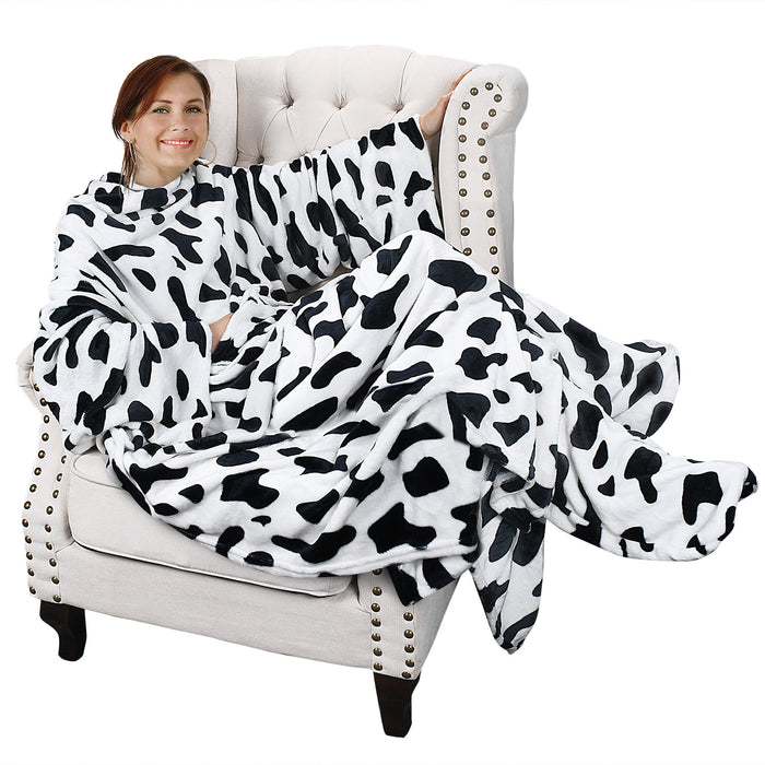 Fleece Wearable Blanket With Sleeve & Foot Pocket