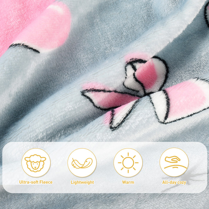 Pet Pattern Fleece Wearable Blanket With Sleeve & Foot Pocket