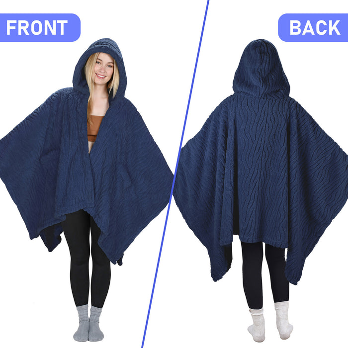 Sherpa Wearable Blanket Cape With Hood