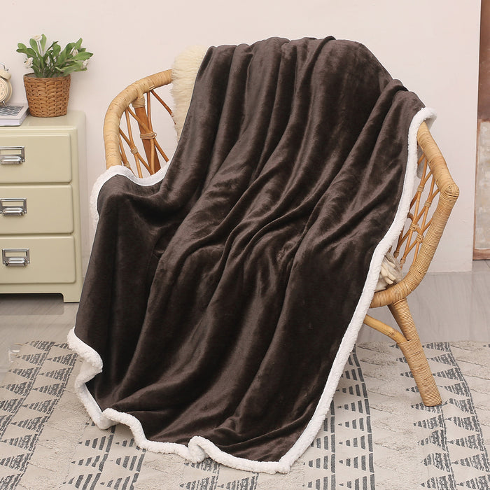 Solid Color Sherpa Throw Blanket