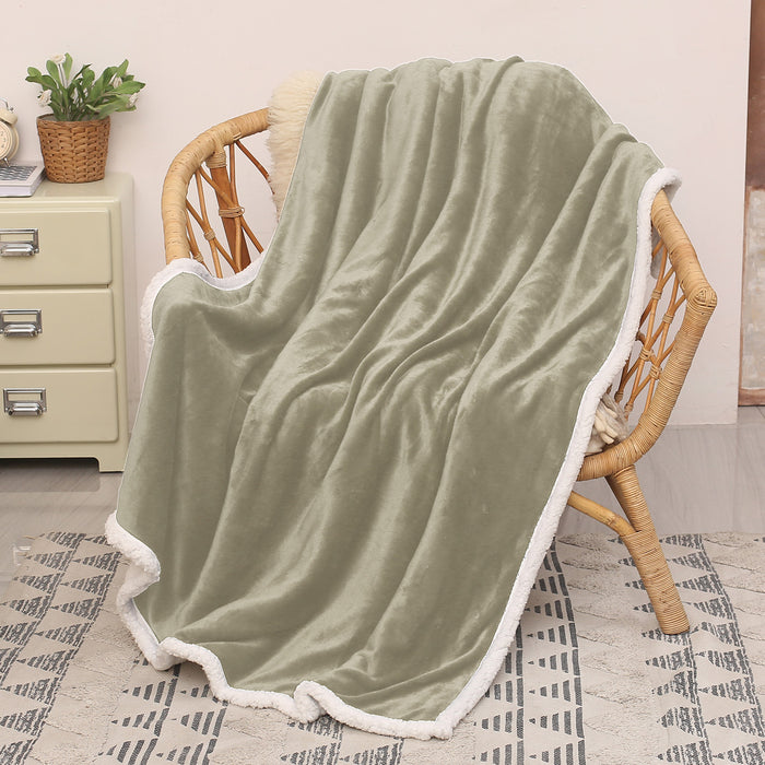 Solid Color Sherpa Throw Blanket