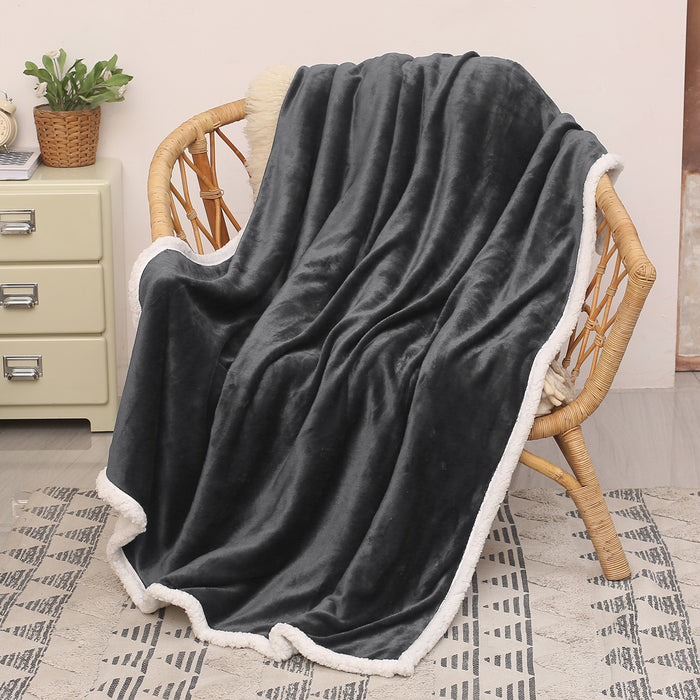 Solid Color Sherpa Throw