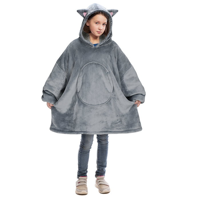 Kid Animal World Sherpa Oversize Hoodie Blanket