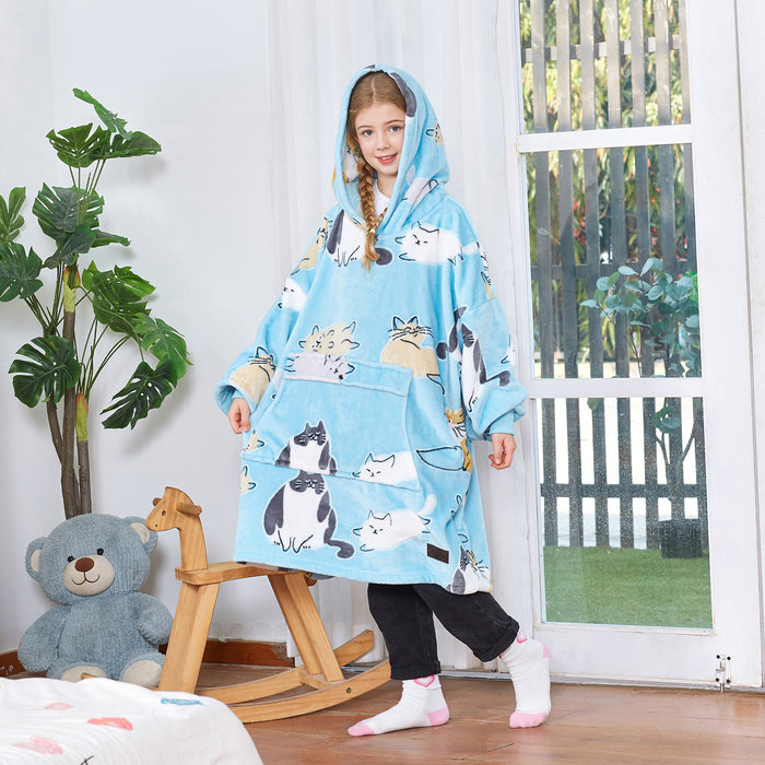 Glow in the Dark Kid Animal Kingdom All Season Hoodie Blanket