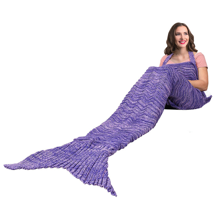 Adults Sherpa-Lined Knit Mermaid Blanket